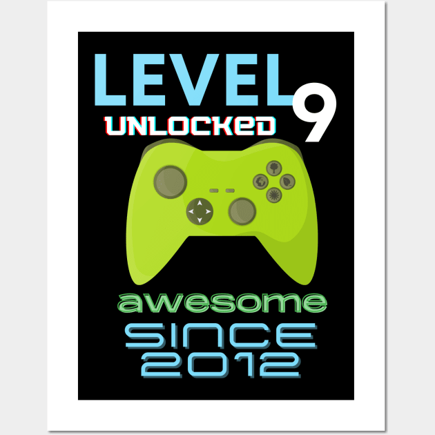 Level 9 Unlocked Awesome 2012 Video Gamer Wall Art by Fabled Rags 